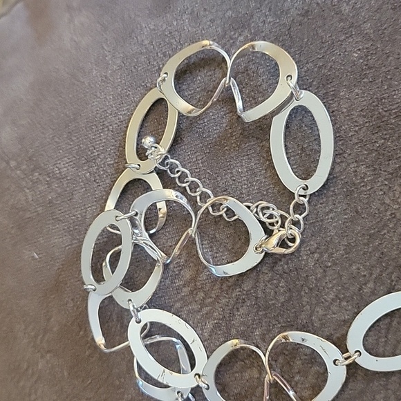 3/$30 VTG 1990s Silvertone Freeform Link Chain Necklace - Picture 5 of 5